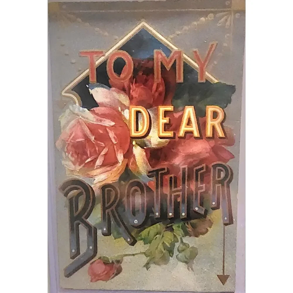 Lot Of Four Vintage Antique Embossed Postcards Flowers Brother Grandma Grandpa